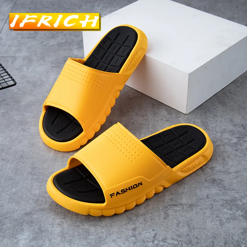

Brand Designer Fretwork Beach Slippers Men Outdoor 40-44 Men Beach Walking Shoes Summer Yellow Green Massage Slippers Man