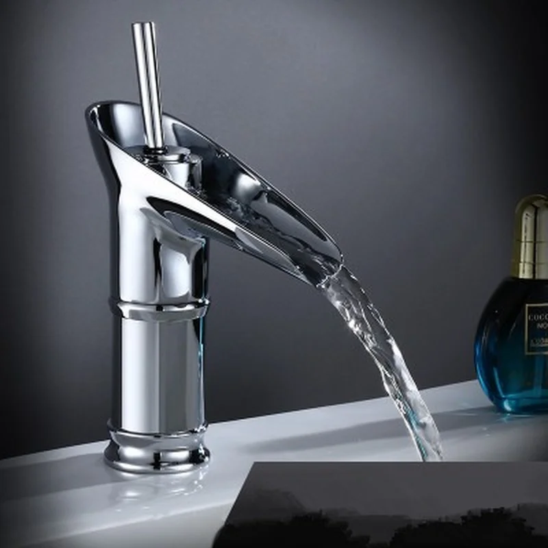 

Wine Glass style Single Lever waterfall Bathroom Basin Faucet Brass Antique Hot and Cold bathroom Sink Mixer Taps