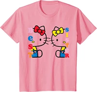 sanrio hello kitty and mimmy best sister print graphic t shirt fashion top t shirt casual short sleeve