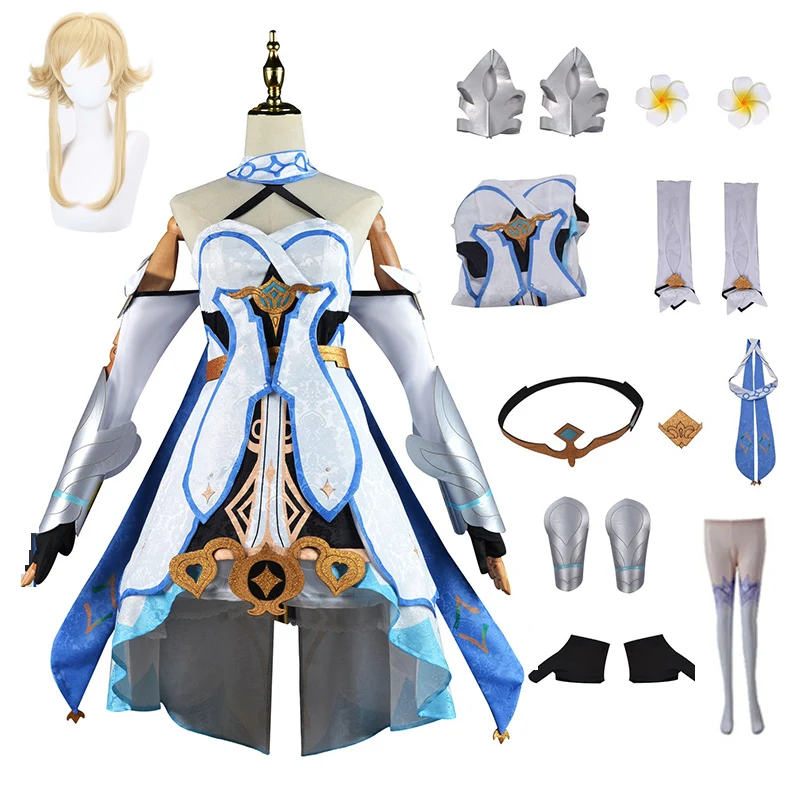 

Костюм для косплея Genshin Impact Lumine, одежда для Хэллоуина для женщин и девушек, милый костюм с париком, полный комплект