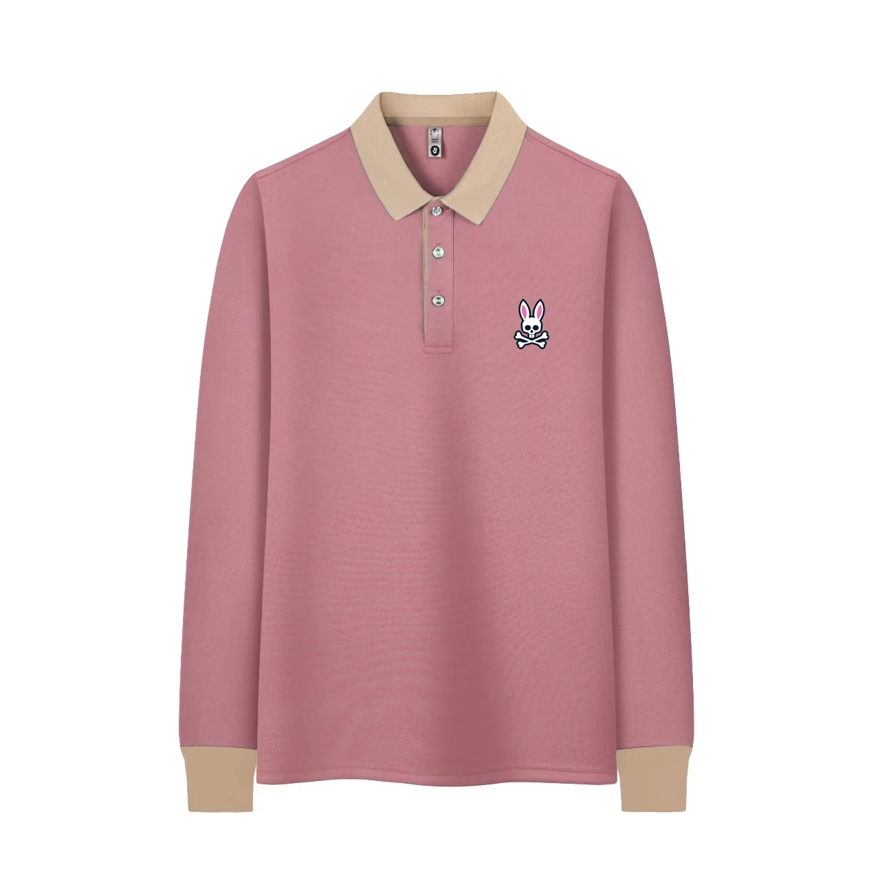 

Autumn Men's Lapel Long Sleeved Polo Shirt Psycho Bunny 1-1 Printed T-shirt All Seasons Top Current Unisex Shirt
