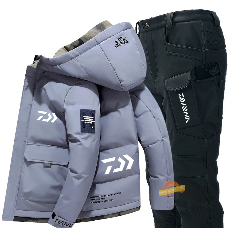 

Новинка 2023, мужской водонепроницаемый рыболовный костюм, уличный ветрозащитный теплый пиджак с капюшоном для скалолазания, зимний утеплен...