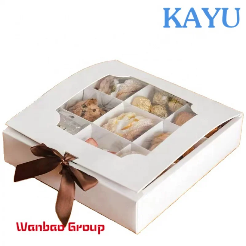 Customize folding cookie box package paper box custom  chocolate/donuts/sweet bakery/cake/ for paper food box with dividers