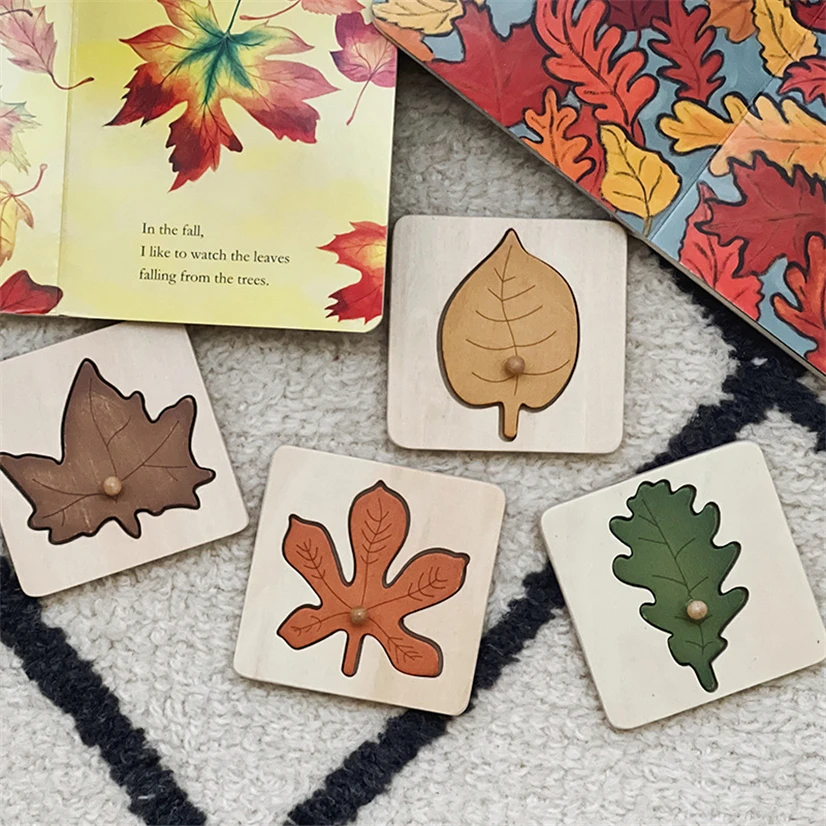 

Montessori Wooden Toys Learning Materials Leaf Matching Board Montessori Toys 2 Years Fine Motor Skill Christmas Gift D86Y