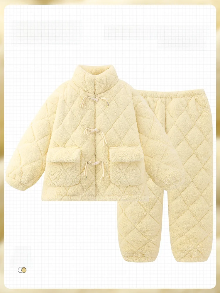 Женская пижама Milk Huhu из кораллового флиса зимняя трехслойная стеганая