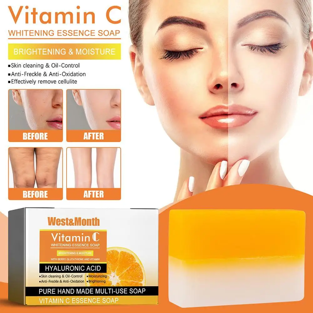 

Two-color Handmade Soap Face Body Vitamin C Soap Remove Dark Spots Whitening Face Care Moisturizing Soap Desalination Fine Lines
