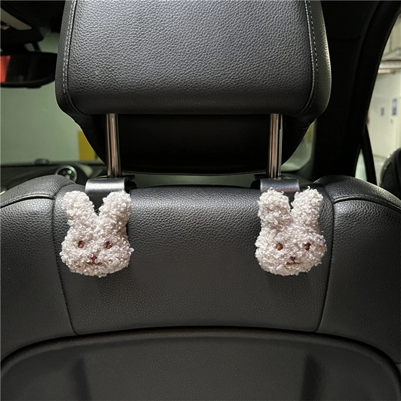 

Car Hook Cute Plush Bunny Car Seat Hanger Hooks Behind-seat Accessories Organizer Hook Bags Clothes Sundries Hanger Clip