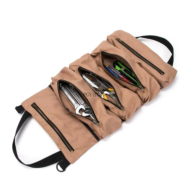 

Hot Sale Package Bag Roll Tool Multi-Purpose Tool Roll Up Bag Wrench Roll Pouch Hanging Tool Zipper Carrier Tote Toy Storage