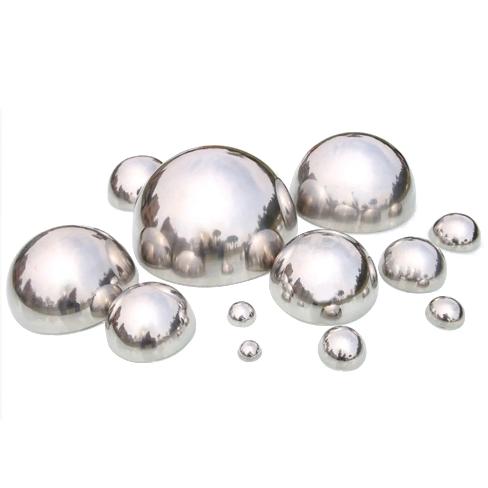 

6-PCS Gazing Half Ball Hemisphere High Gloss Stainless Steel Sphere Mirror Hollow Ball Home Garden Decoration Supplies Ornament