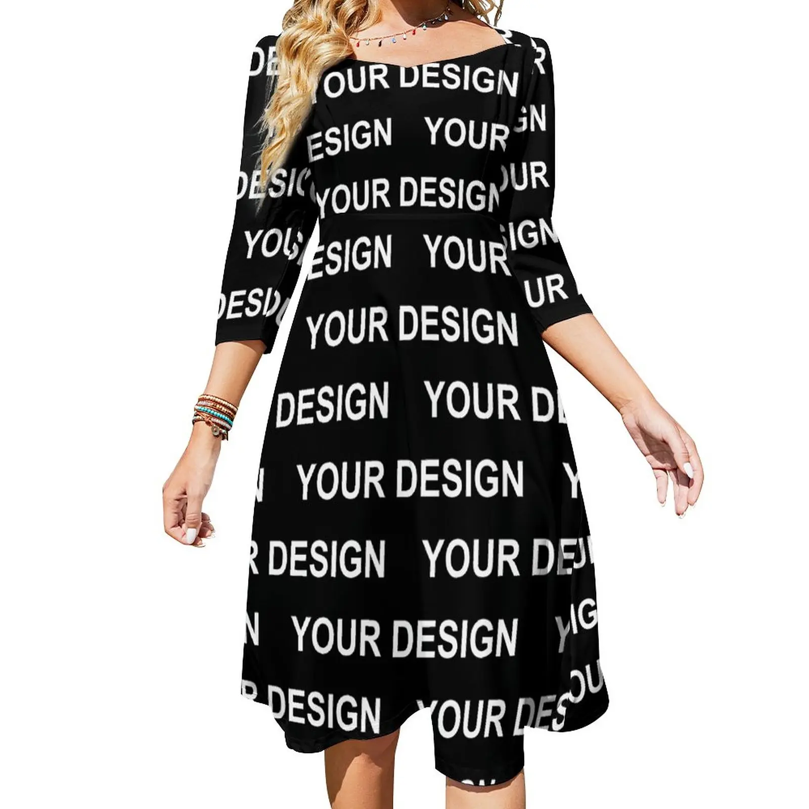 

Add Design Customized Casual Dress Custom Made Your Image Kawaii Dresses Sexy Square Collar Stylish Print Dress Big Size 4XL 5XL