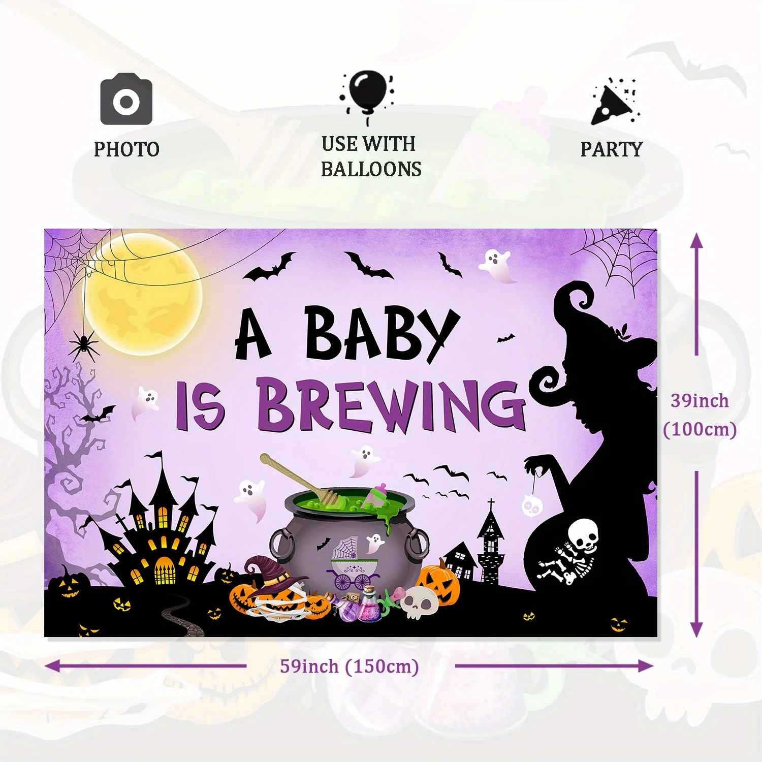 1 шт. пурпурное украшение для Хэллоуина детский фон фотографирования со