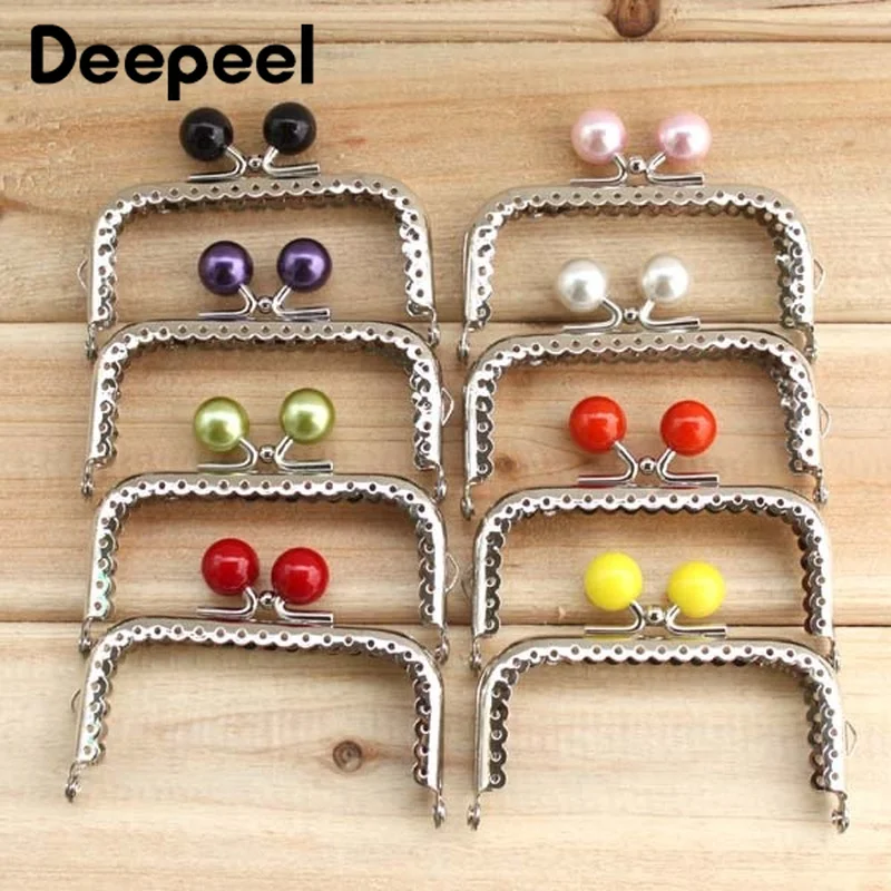 5/10Pcs 8.5cm Silver Smooth Candy Bead Head Kiss Claps Handle Handmade DIY Sewing Brackets Bag Handles Purse Frame Accessories