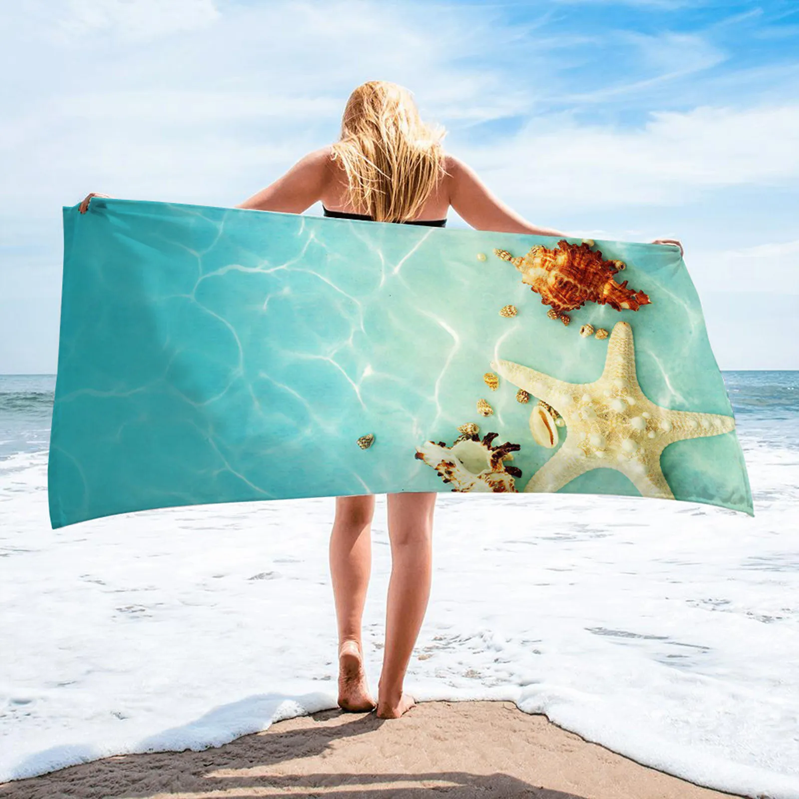 

Cute Ocean Prints Beach Towel Swimmwear Cover-Ups Extra Large Super Absorbent Thick Microfiber Beach Towel 75cm X 10cm