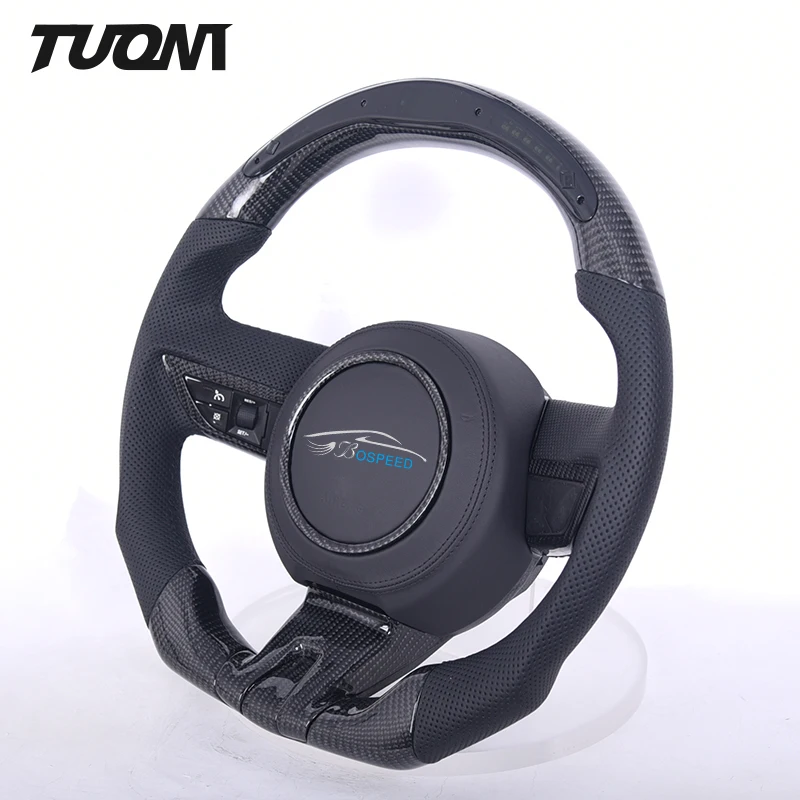 

For Chevrolet Camaro Black Perforated Leather LED Lights Carbon Fiber Steering Wheel Custom Accept