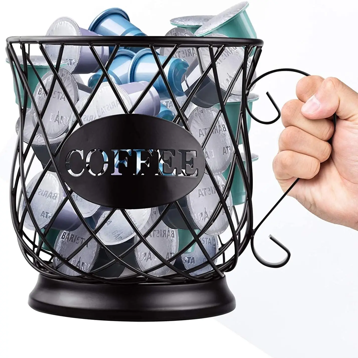 

European Black Coffee Cup Capsule Cup Fruit Basket Milk Heart Holder Coffee Pod Holder Desktop Storage Kitchen Holding Rack Cup