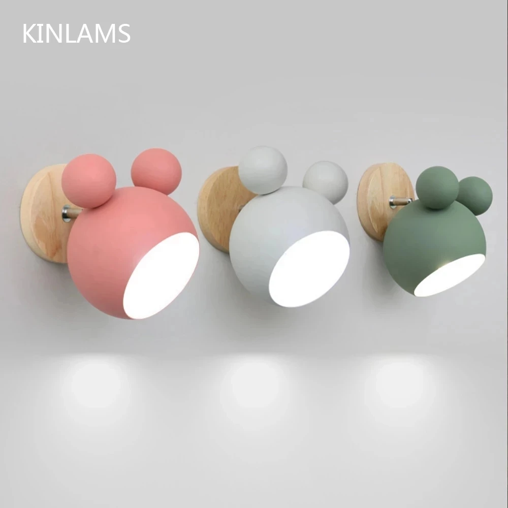 Modern Wall Lamps Cartoon Mickey Styling Coloful Wall Sconces Kitchen Restaurant Macaroon Decorative Bedside Lamp E27