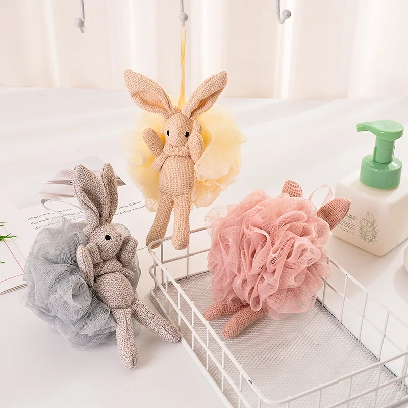 

Soft Mesh Bath Sponge Bath Balls Cartoon Rabbit Cleaning Brush Shower Puff Body Cleaner Exfoliating Scrubbers Bathroom Supplies