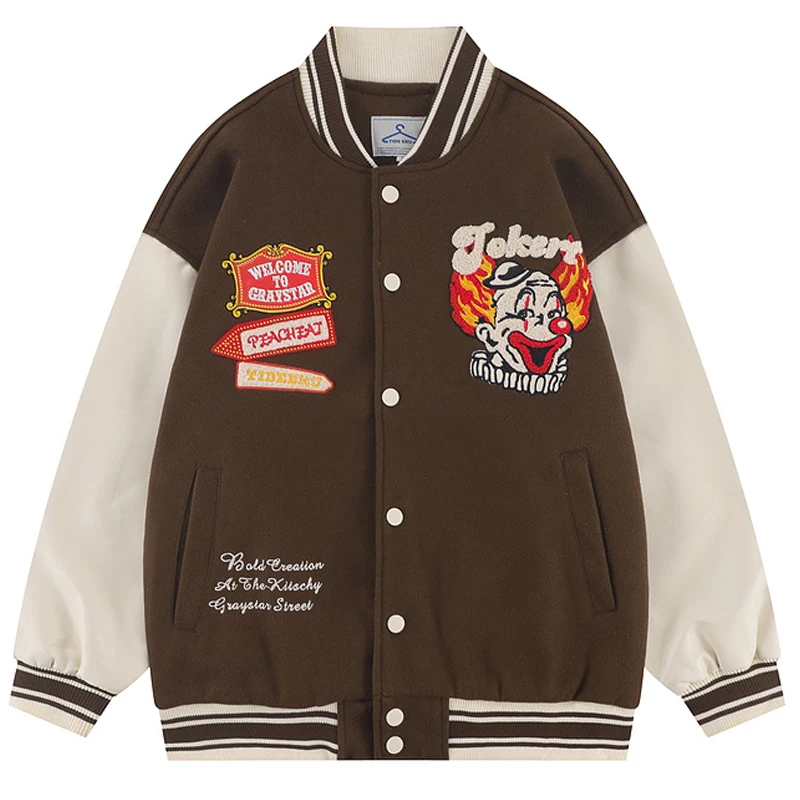 

Куртка-бомбер мужская оверсайз из искусственной кожи, в стиле ретро