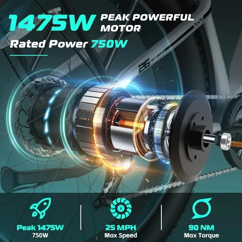 Qvivi Ace01 для взрослых электровелосипед с толстыми шинами 26 дюймов x 4 0