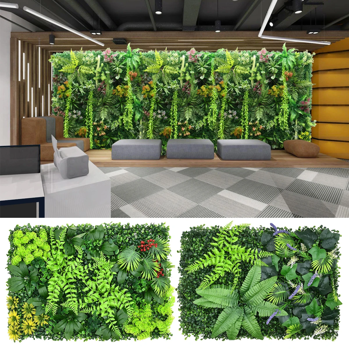 

Artificial Plant Wall Reusable Grass Backdrop Wall Panel Plastic Garden Grass Flower Wall Fake Green Plant Hanging Fencing Décor