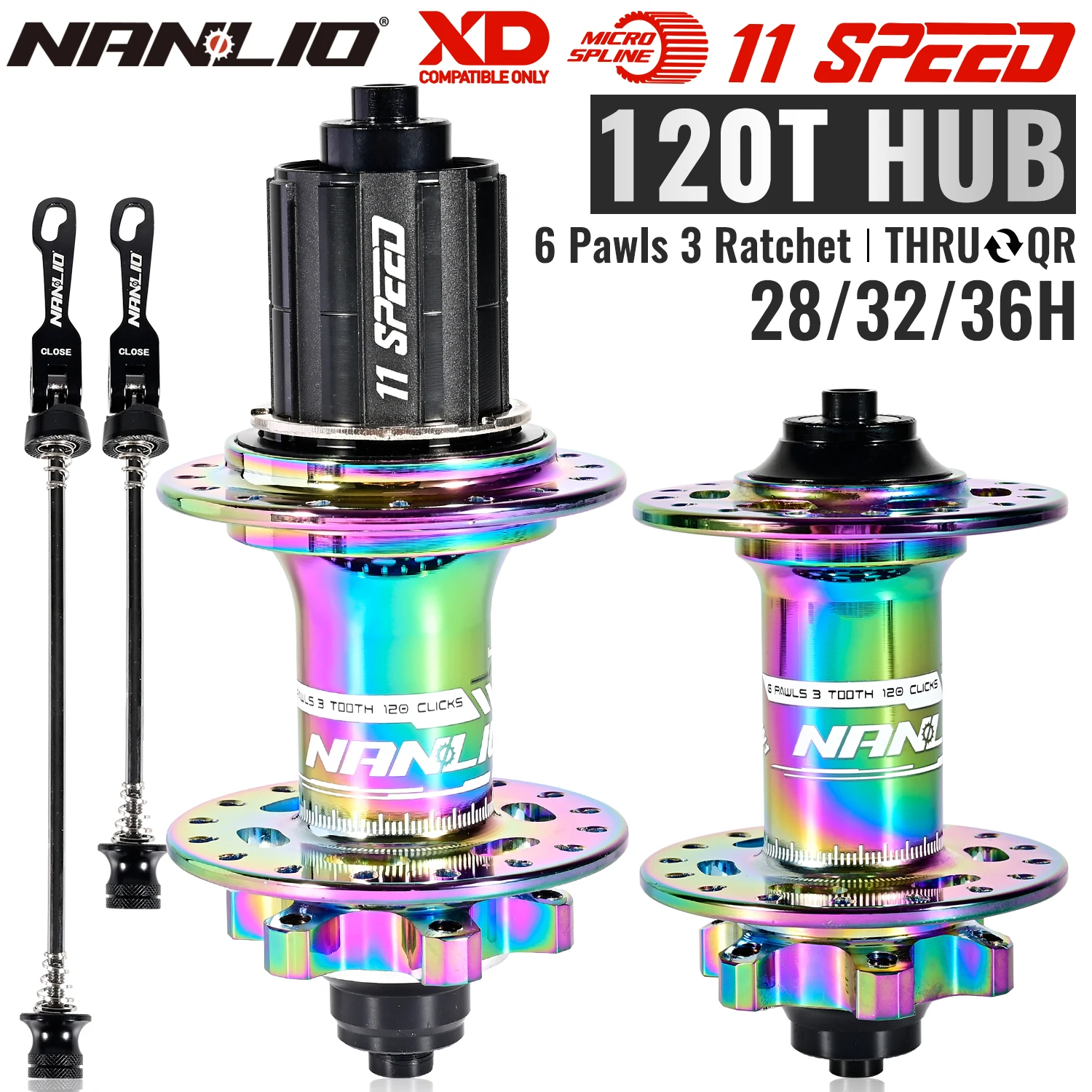 

NanLio MTB Hub 120T Sealed Bearing Hub 28/32/36 Holes Mountain Bike Hub Disc brake Aluminum alloy Bicycle Hub 8 9 10 11 12Speed