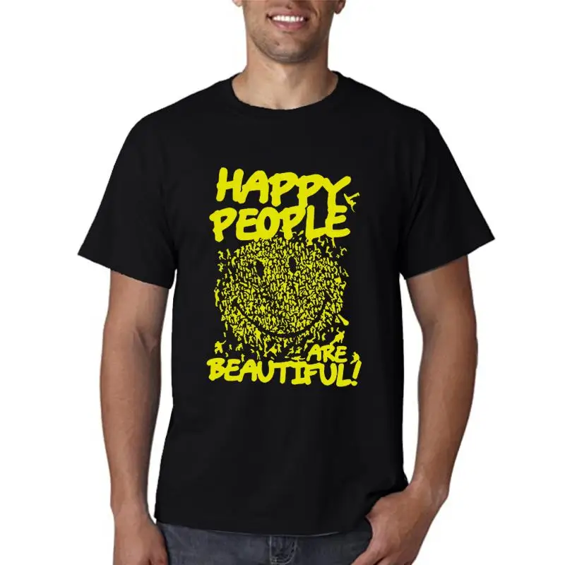 

Футболка мужская с принтом счастливых людей, тенниска из 100% хлопка, повседневная майка с коротким рукавом и круглым вырезом, рубашка в уличн...