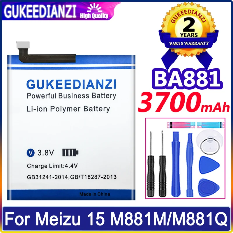 

BA881 3700mAh High Capacity Mobile Phone Replacement Battery For Meizu 15 M881M/M881Q High Quality Battery Li-polym Bateria