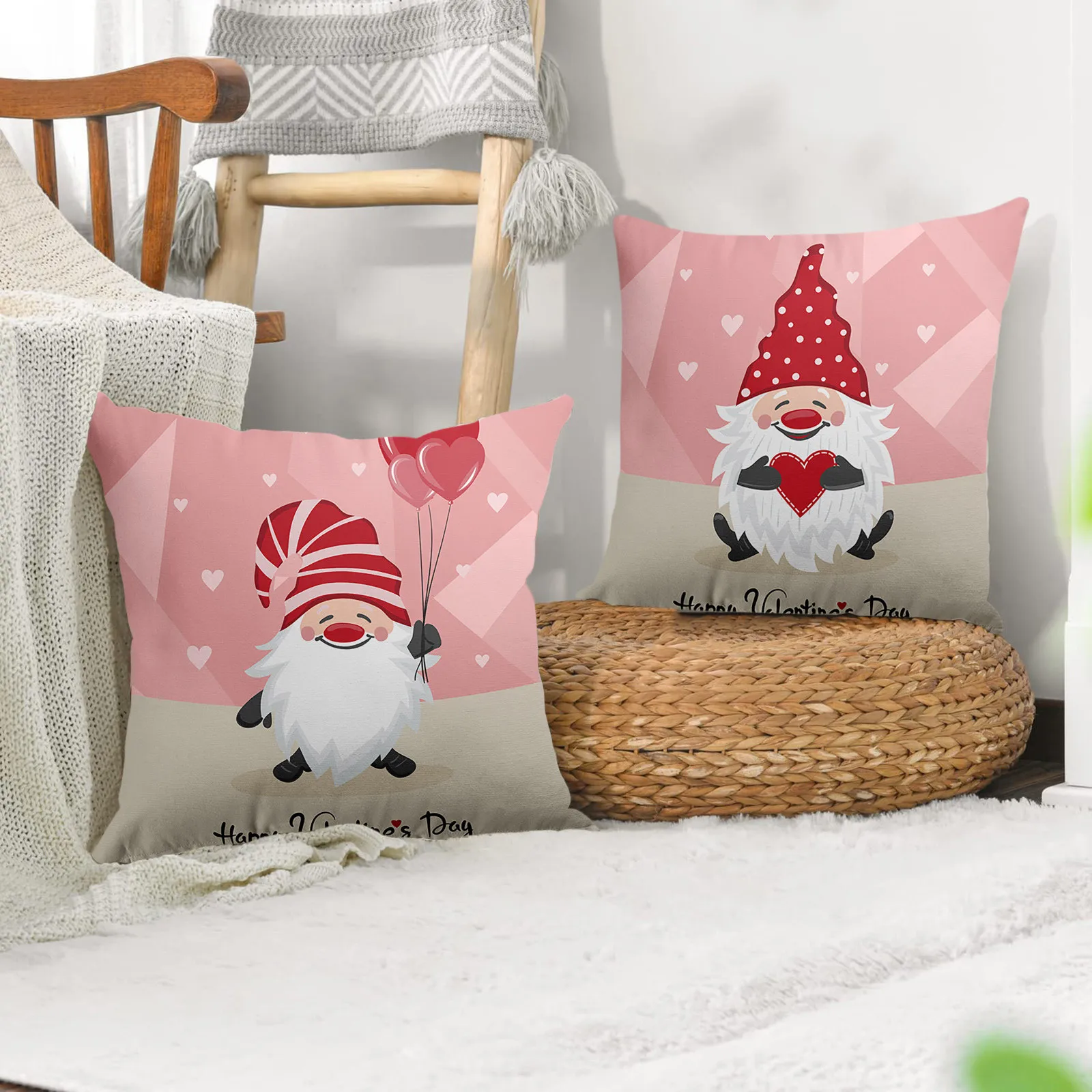 

Valentines Day Decoration Pillowcase Sofa Cushion Case Bed Pillow Cover Home Decor Car Cushion Cover Kiss Throw Pillow Case 45cm