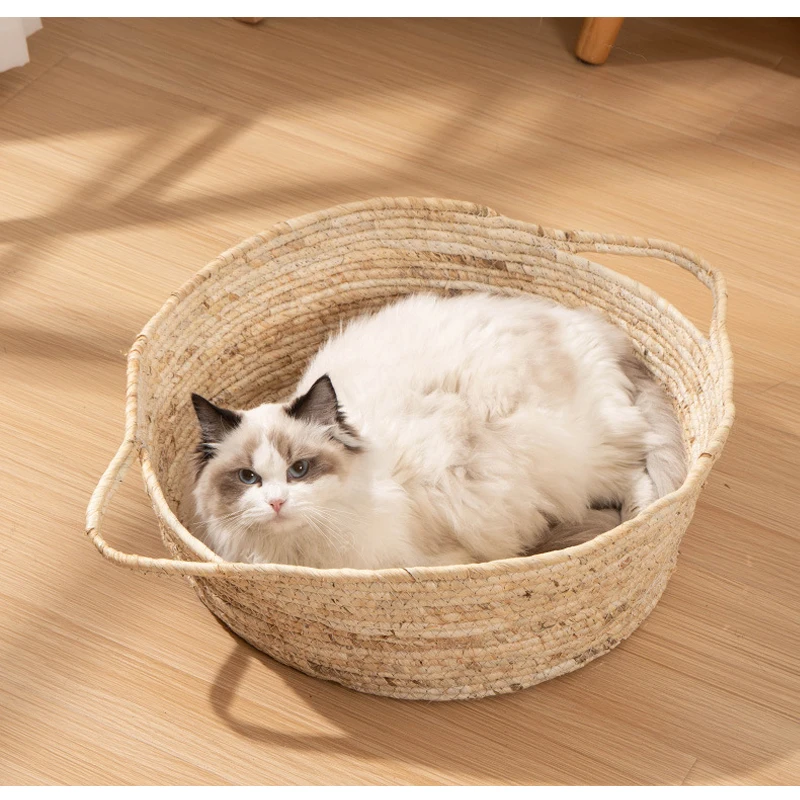 

Straw Cat Litter Cat Litter Straw Woven Small and Medium Dog Teddy Dog Cat Four Seasons Universal Pet Litter Summer Mat Rattan