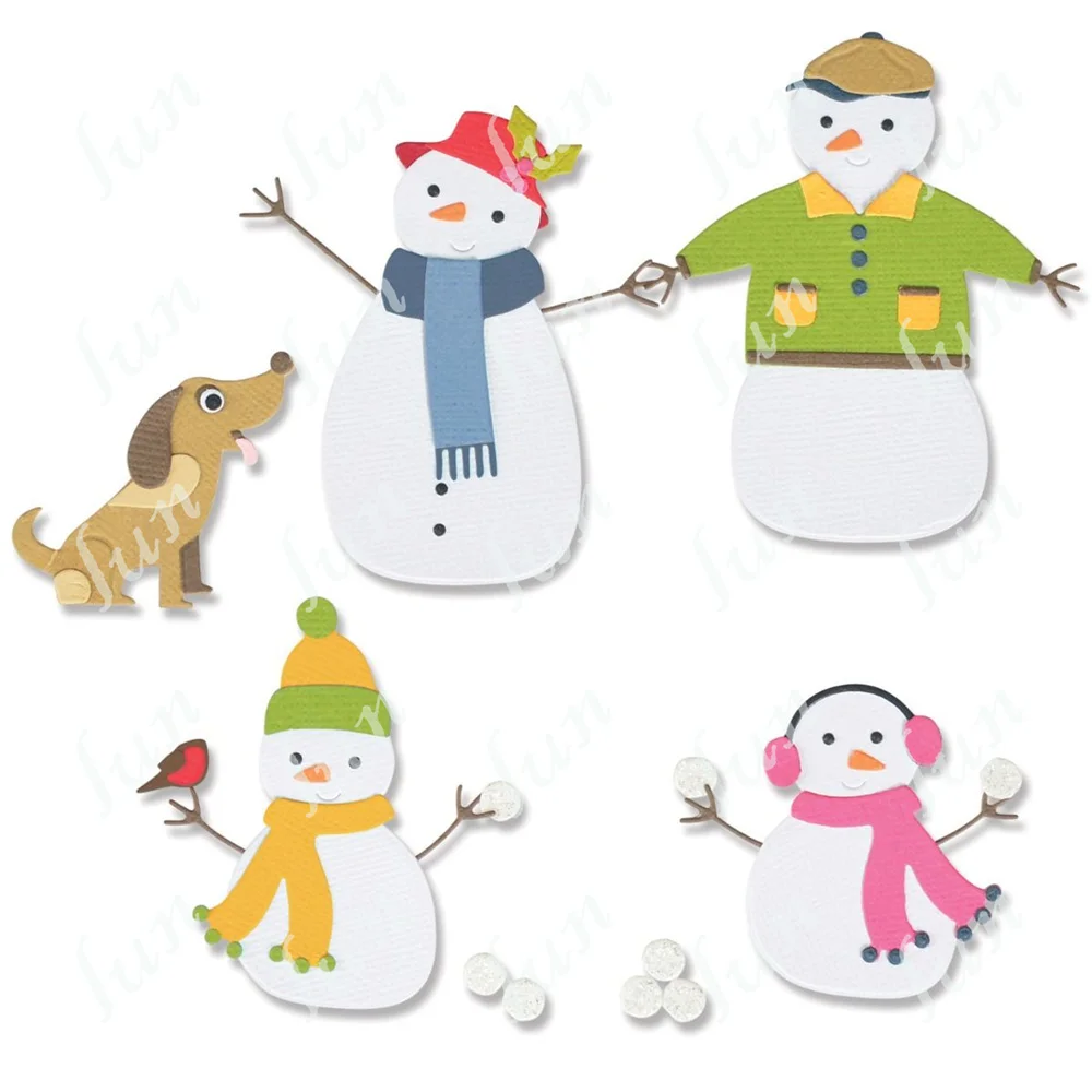 

2022 New Snow Family Metal Cutting Dies DIY Scrapbooking Paper Diary Decoration Stencil Embossing Template Handmade Card