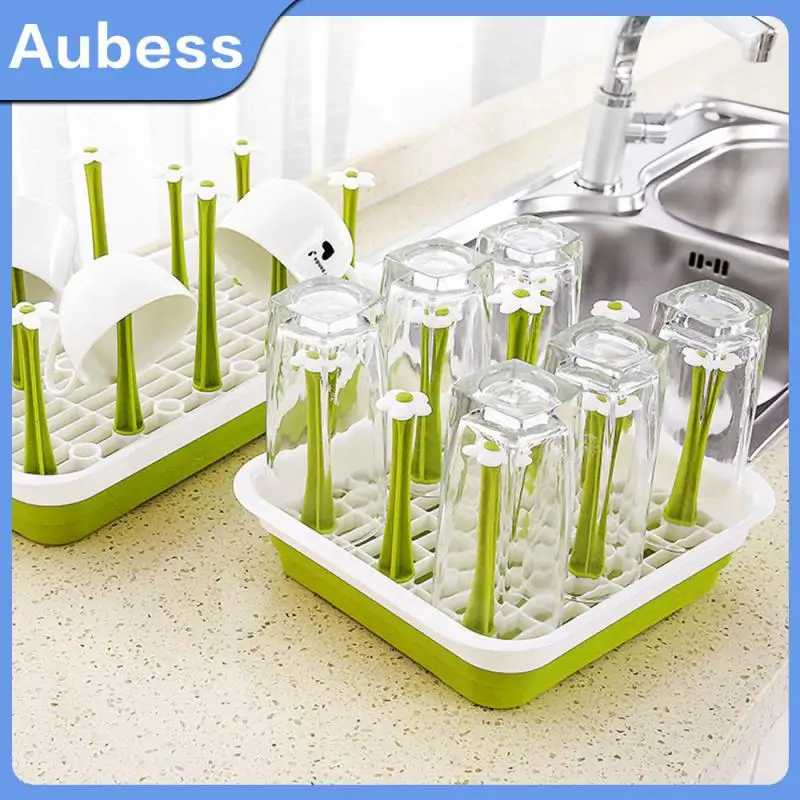 

Utility Simple Installation Dust Proof Glass Cup Drain Equipped With Anti Slip Base Cup Drying Rack Multifunctional Removable