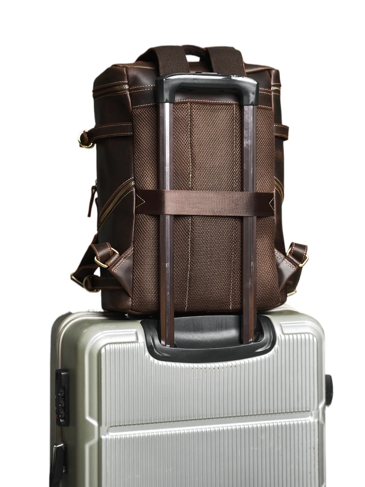 Мужские винтажные рюкзаки из натуральной кожи дорожные походные сумки