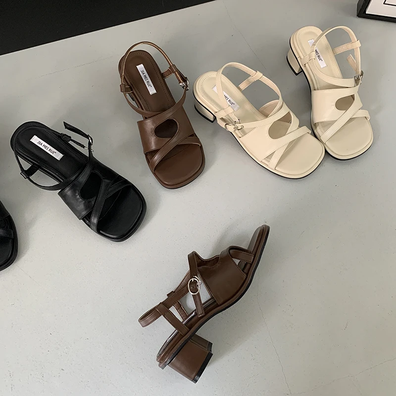 

Сандалии-гладиаторы; Элегантная обувь во французском стиле с юбкой; Нежный стиль; Женская обувь на высоком каблуке; Коллекция 2023 года; Летни...