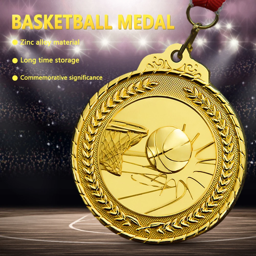 

Gold Silver Bronze Award Medals with Basketball and Hoop Pattern Basketball Competition Prizes Wear-Resistant for Souvenir Gift