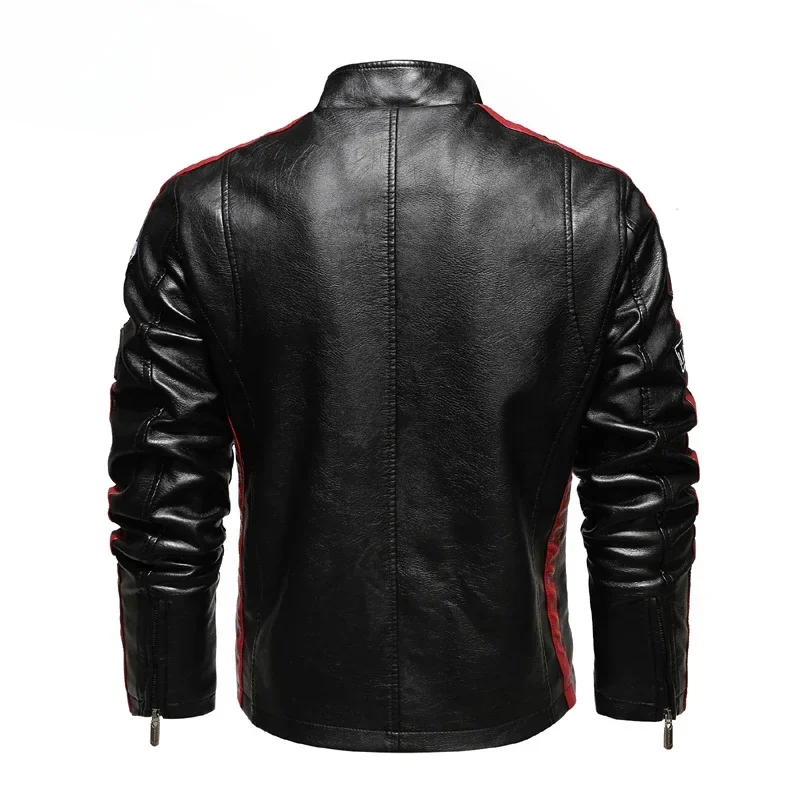 Winter Leather Jacket Men Coat Jackets Coats Faux Vintage Biker Bomber Red Windproof Motorcycle