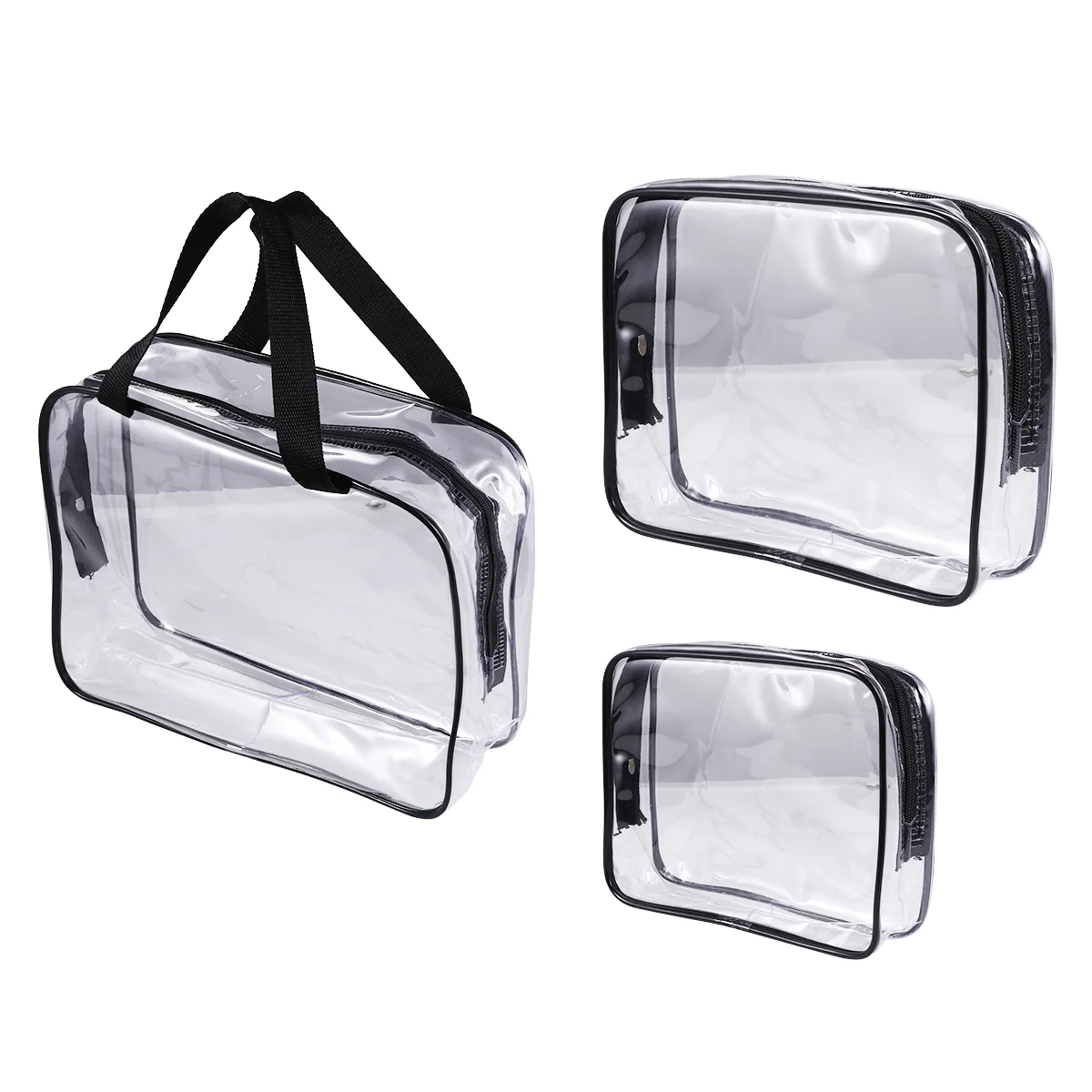 

3 PCS Make Organizers Bag Zipper Handbag Chic Waterproof Makeup Transparent Travel