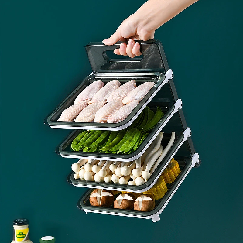 

Портативный кухонный лоток для овощей и фруктов, многофункциональный горшок для горячего приготовления, домашняя кухонная стена для хранения, компактная полка для экономии места