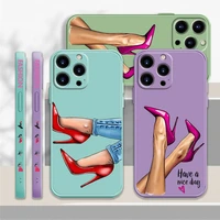 fashion pop red high heels liquid candy color case for iphone 13 12 11 pro max mini x xr xs max 7 8 6 6s plus se shell funda
