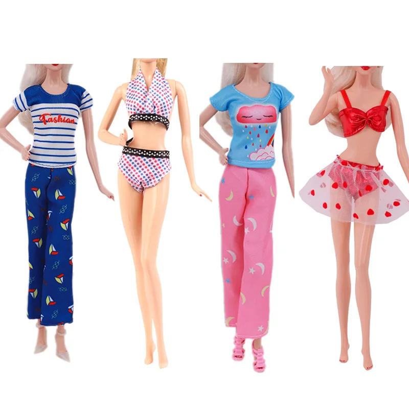 

New Arrival 4 Set Daily Wear Casual Outfits for 30cm Doll Tops Skirt Coat Pants Dress Dolls Accessories Clothes Christmas Gifts