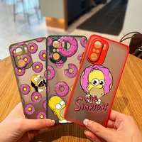 cartoon the simpsons for xiaomi redmi note 11 10 10s 9t 9s 9 8 pro 5g 7 6 5 5a prime frosted translucent soft phone case