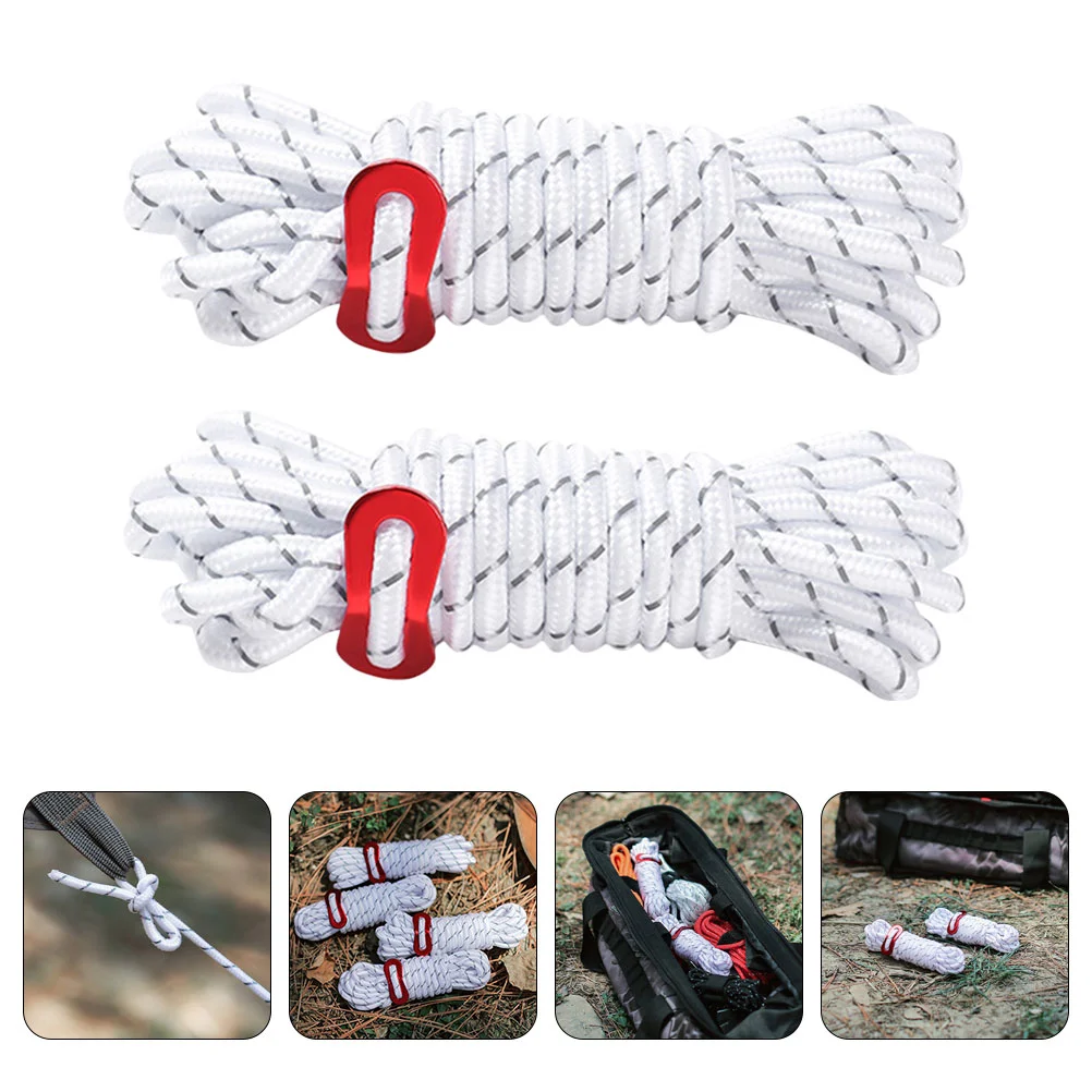 

2 Pcs Camping Wind Ropes Clothesline Outdoor Rope Tightener Tent Tie Downs Outdoor Guy Lines Reflective Tarp
