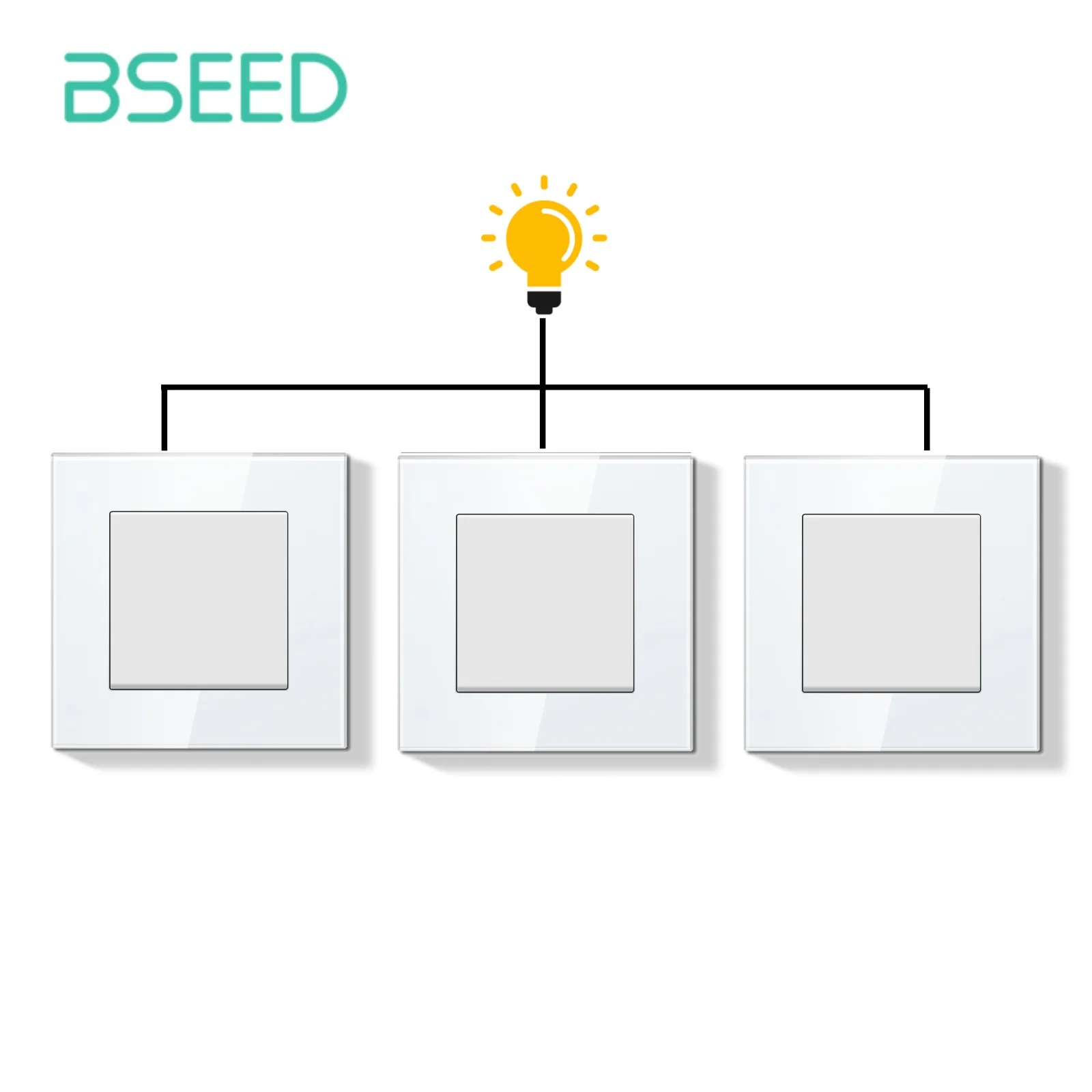 BSEED Механические выключатели света 3-х позиционные 10A стеклянная рамка