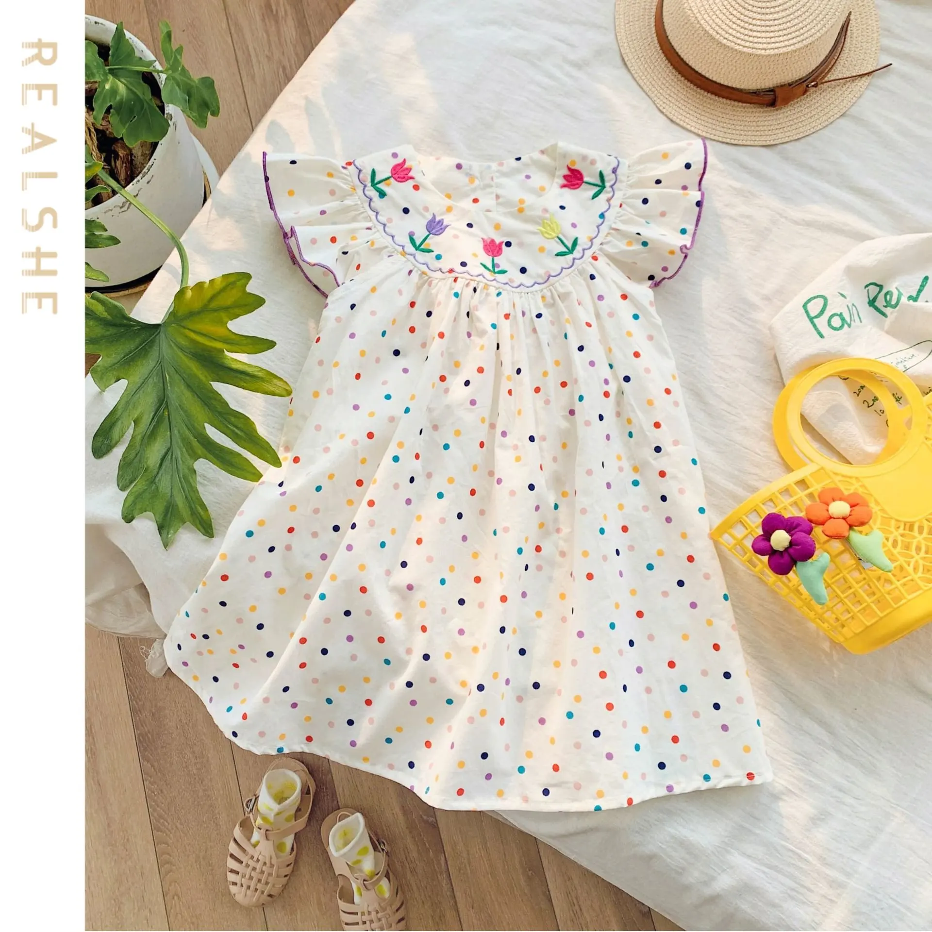 

Girls Princess Dress 2023 Summer New Childrens Wear Girl Baby Ruffles Embroidery Floral Dress Cute Princess Dress