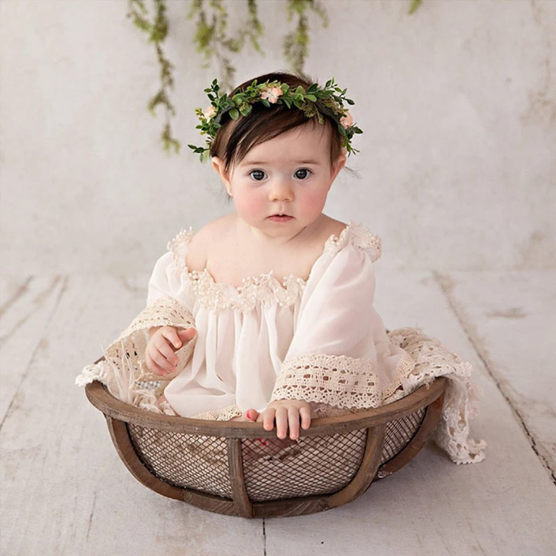 ❤️Newborn Photography Clothing Headband+Dress 2Pcs/set Studio Baby Girl Photo Props Accessories Infant Shoot Clothes Fotografia