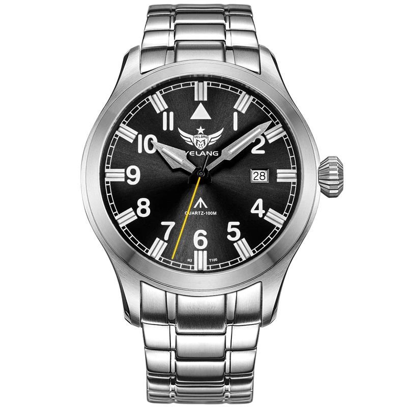 YELANG Мужские часы-пилот 42 мм Военные кварцевые наручные часы 25 лет Светящиеся 100 м