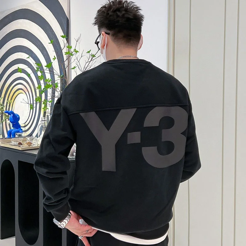 

Свитшоты Yohji Y3 Yamamoto, флисовый пуловер с круглым вырезом и принтом, модный универсальный свитер с длинным рукавом для мужчин и женщин