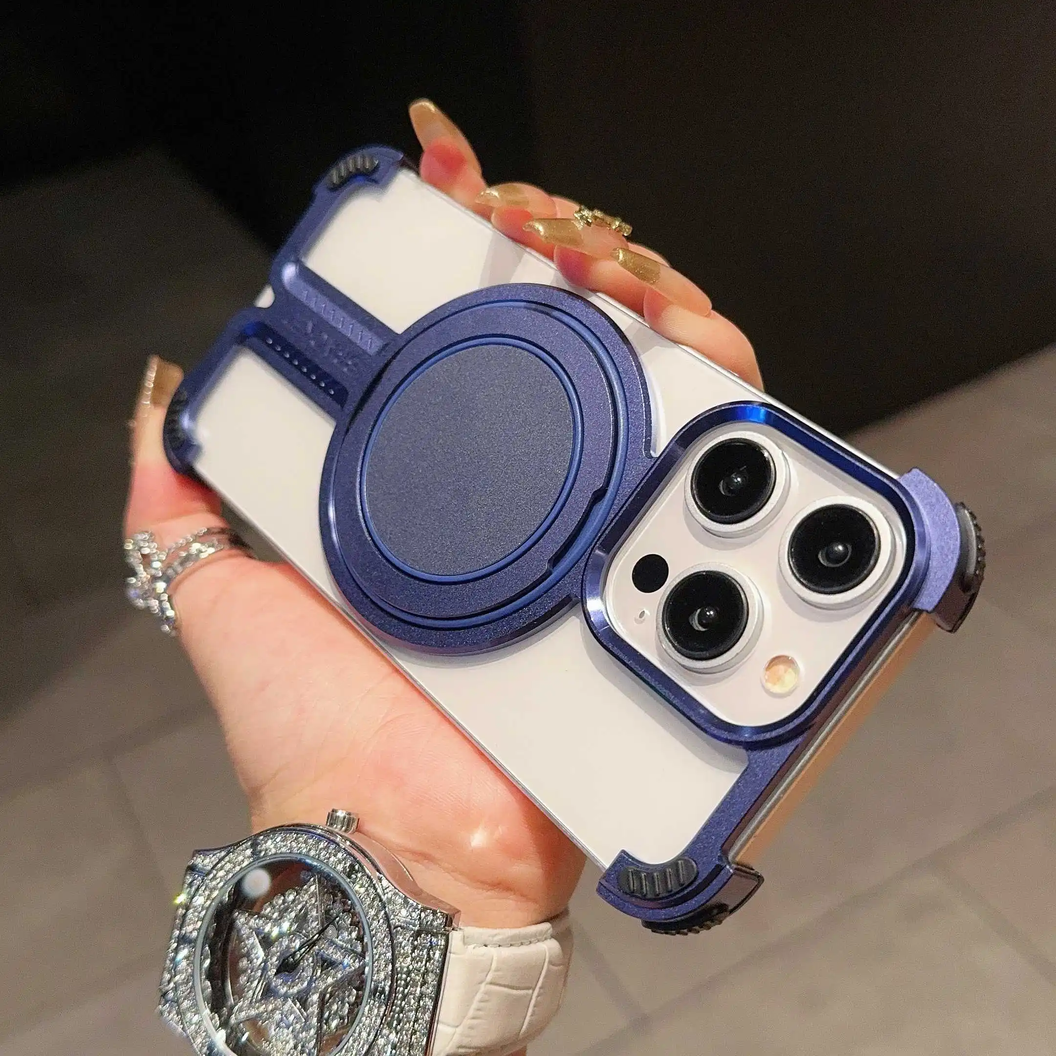 Магнитный чехол для телефона из титанового сплава Iphone 15 14 Plus 12 13 Pro Max вращающаяся