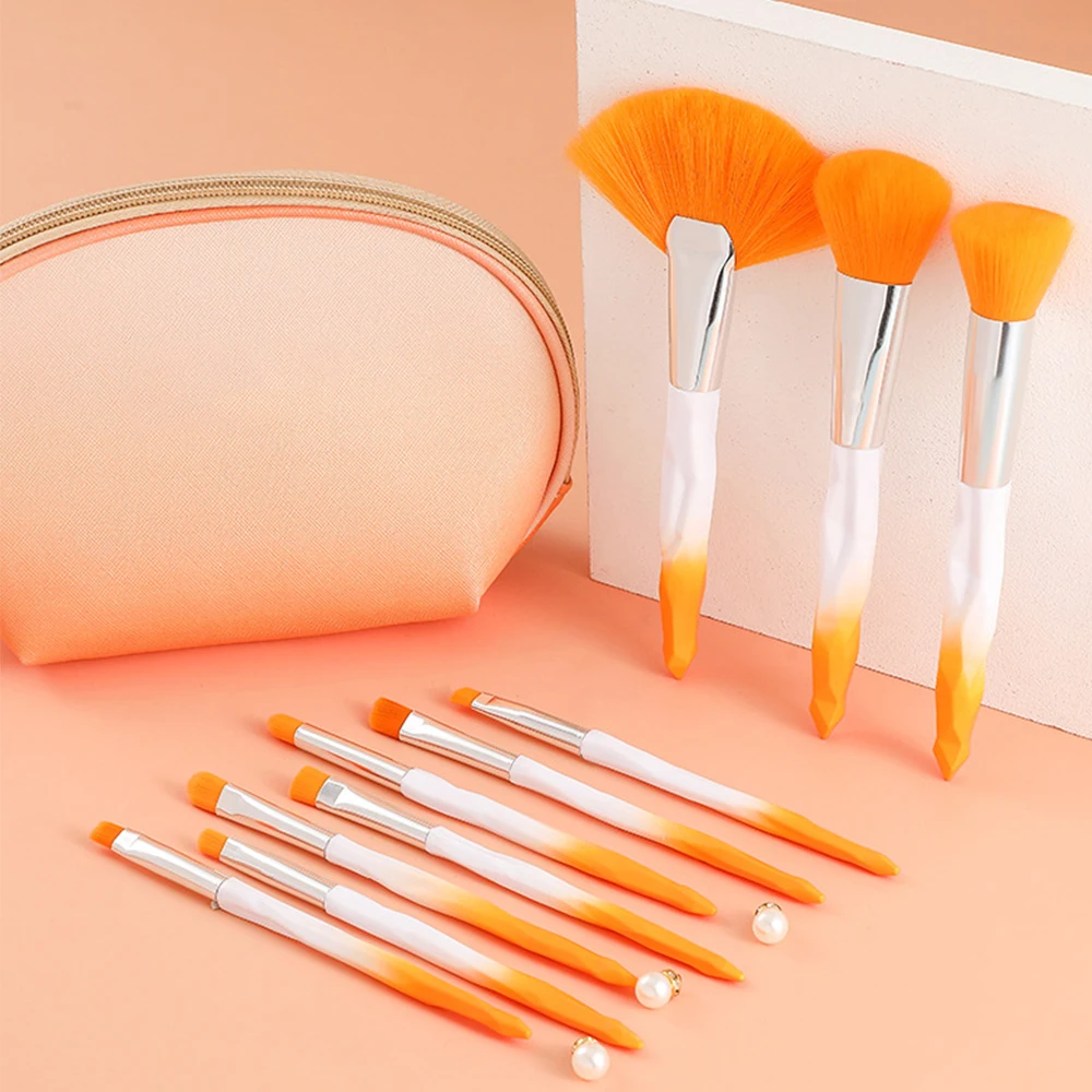 

Набор двухцветных кистей для макияжа, 10 шт., кисть для лица и теней для век для начинающих, специальная Рассыпчатая кисть для пудры, косметич...