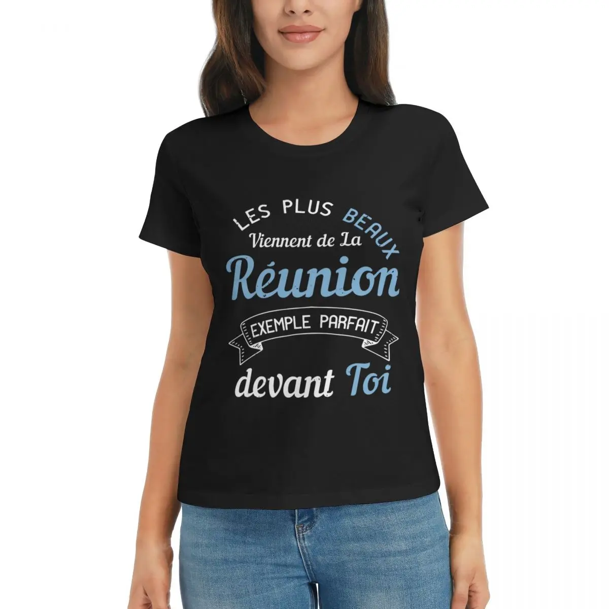 

The Most Beautiful Come From Reunion Humor Sports R248 T-shirts Fitness Black Top Quality High grade USA Size