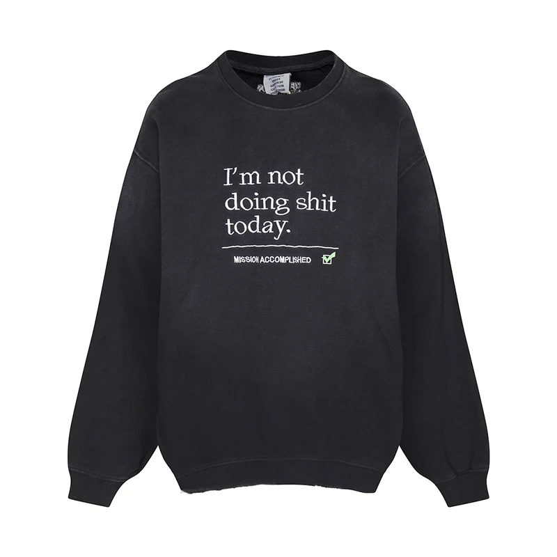 

Black Cotton Vetements Graphic Hoodies Loose Men Clothing Hip Hop Pullovers 2024 New Fashion Streetwear High Quality Tops